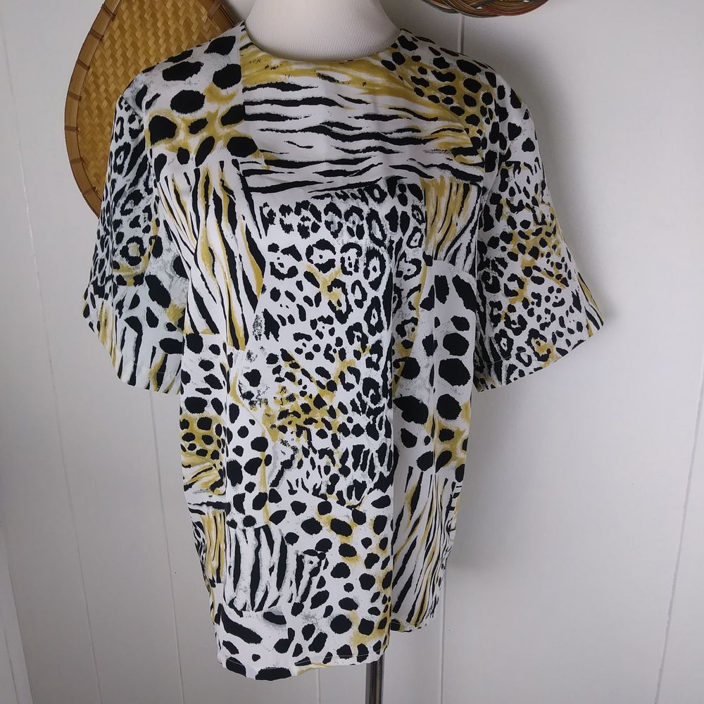 🌷Jordan Leopard 80s 90s Retro boxy‎ fit blouse top